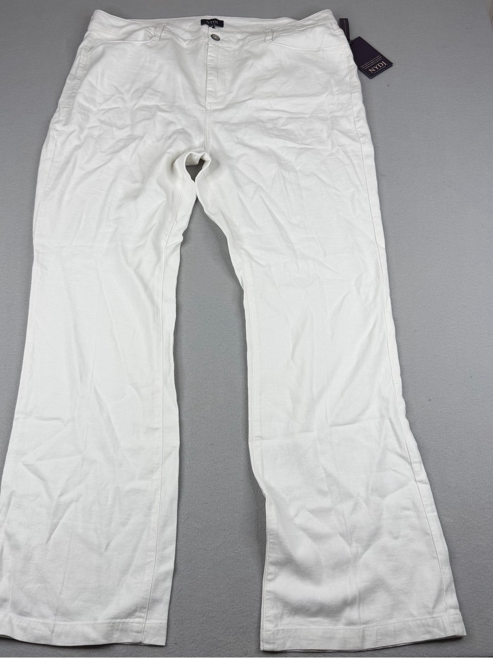 NYDJ The Trouser White Linen Blend Pants Lift Tuck Stretch Size 16 NWT